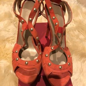 Stuart Weitzman Suede Orange Heels